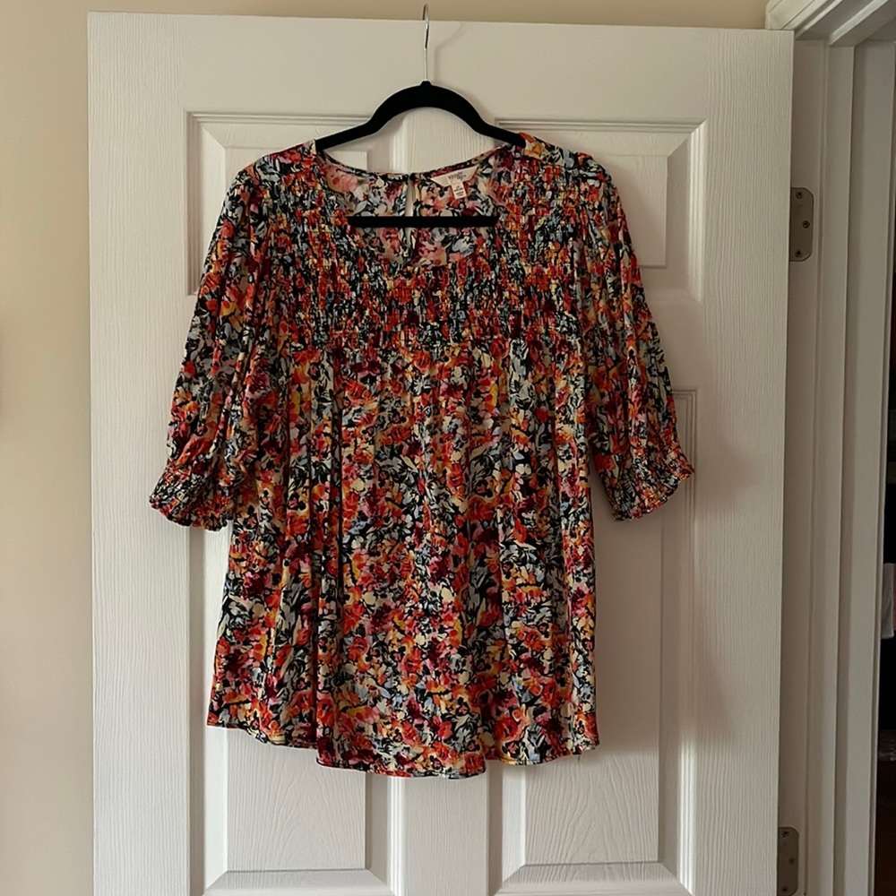 Terra & Sky Flowered Blouse